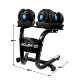 Powertrain 48KG Adjustable Dumbbell Set With Stand Blue - Side View