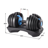 Powertrain 48KG Adjustable Dumbbell Set With Stand Blue - Top-Down View