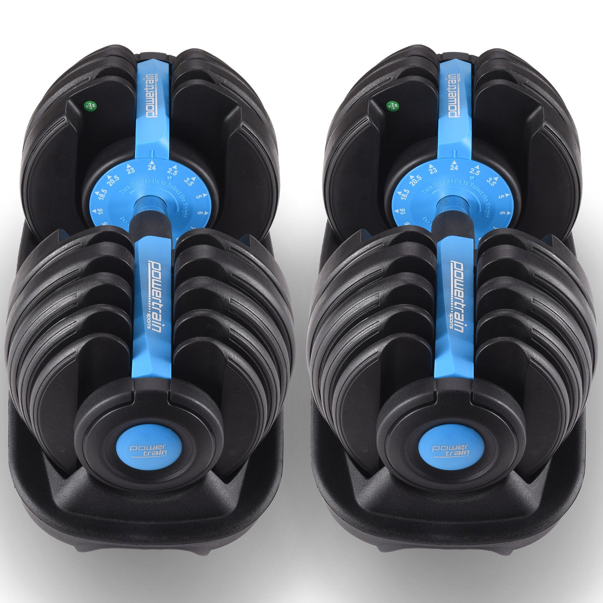 Powertrain 48KG Adjustable Dumbbell Set With Stand Blue