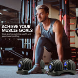 Powertrain 48KG Adjustable Dumbbell Set With Stand Blue - Close-Up Angle