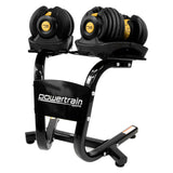 Powertrain  48KG Adjustable Dumbbell Set With Stand - Gold