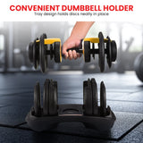 Powertrain 48KG Adjustable Dumbbell Set With Stand - Gold