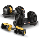 Powertrain 48KG Adjustable Dumbbell Set With Stand - Gold