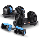 Powertrain 2x 24kg Adjustable Dumbbell Home Gym Set - Low Angle