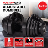 Powertrain 1x 40kg Adjustable Dumbbell - Front View