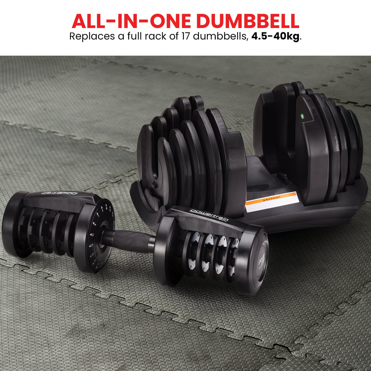 Powertrain 1x 40kg Adjustable Dumbbell