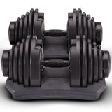 Powertrain 2 x 40kg Powertrain Adjustable Dumbbells Home Gym Set - Low Angle