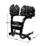 Powertrain 2x 40kg Powertrain Adjustable Dumbbells with Stand - Top-Down View