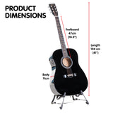 Karrera Electronic Acoustic Guitar 41in  - Black - Side View