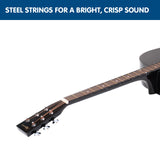 Karrera Electronic Acoustic Guitar 41in  - Black - 45-Degree Angle
