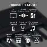 Karrera 61-Key Electronic Piano Keyboard 75cm with Stand - Black - Low Angle