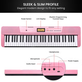 Karrera 61-Key Electronic Keyboard with LCD and Touch Response in Pink CHJ-291 - Close-Up Angle