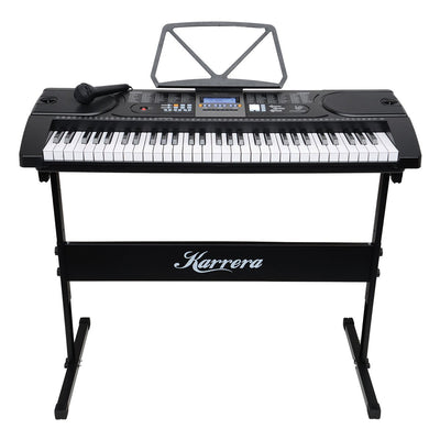Karrera 61-Keys Electronic Keyboard Piano with Stand, LED Teaching Guide, Black
