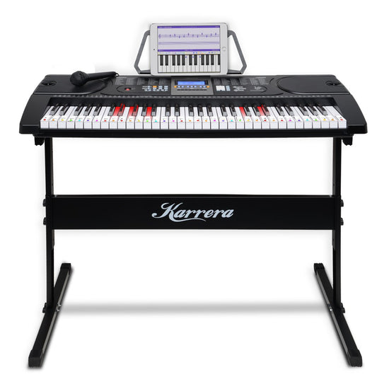 Karrera 61-Keys Electronic LED Keyboard Piano with Stand - Black