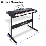 Karrera 61 Keys Electronic LED Keyboard Piano with Stand - Black - Rear View