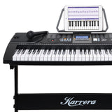 Karrera 61 Keys Electronic LED Keyboard Piano with Stand - Black - Extra Image