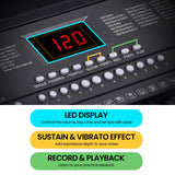 Karrera 61-key Electronic Led Keyboard 75cm Portable Piano In Black With Microphone Input, Headphone Output, 255 Timbres & Rhythms - Side View