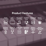 Karrera 61 Keys Electronic Keyboard Piano Music with Stand - Pink - Front View