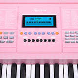 Karrera 61 Keys Electronic Keyboard Piano Music with Stand - Pink - Low Angle