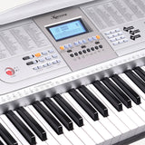 Karrera 61 Keys Electronic Keyboard Teaching Piano with Electric Stand in Silver CHJ-61 - Close-Up Angle