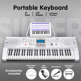 Karrera 61 Keys Electronic Keyboard Teaching Piano with Electric Stand in Silver CHJ-61 - Extra Image