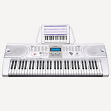 Karrera 61 Keys Electronic Keyboard Piano with Stand - Silver - Front View