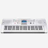 Karrera 61 Keys Electronic Keyboard Piano with Stand - Silver - Side View