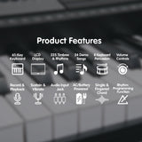 Karrera 61 Keys Electronic Keyboard Piano with Stand - Silver - Low Angle