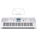Karrera 61 Keys Electronic LED Keyboard Piano with Stand - Silver - Top-Down View