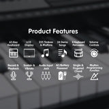 Karrera 61 Keys Electronic LED Keyboard Piano with Stand - Silver