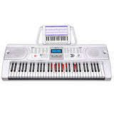 Karrera 61 Keys Electronic LED Keyboard Piano with Stand - Silver - Side View