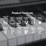 Karrera 61 Keys Electronic LED Keyboard Piano with Stand - Silver - Rear View