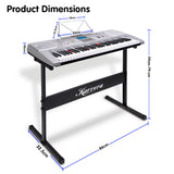Karrera 61 Keys Electronic LED Keyboard Piano with Stand - Silver - Close-Up Angle