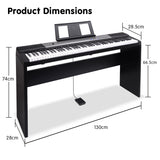 Karrera 88 Keys Electronic Keyboard Piano with Stand Black - Close-Up Angle