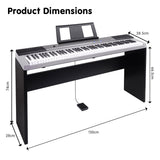 Karrera 88 Keys Electronic Keyboard Piano with Stand Silver - Close-Up Angle