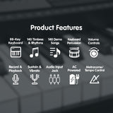 Karrera 88 Keys Electronic Keyboard Piano with Stand Silver - Low Angle