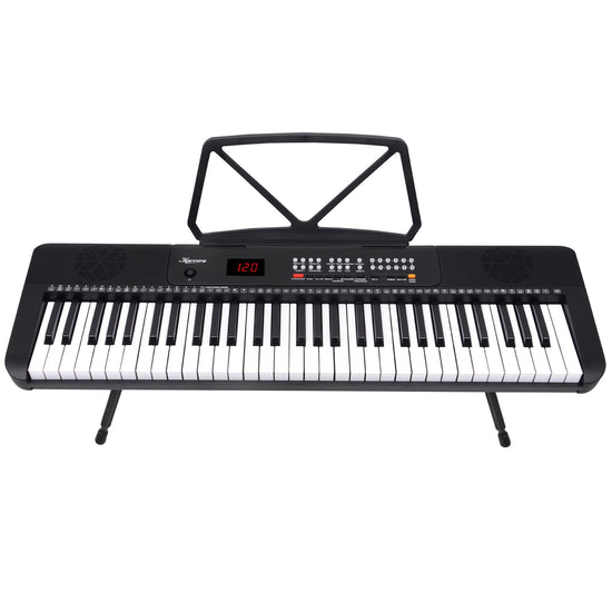Karrera 61-Key Electronic Piano Keyboard with LED and Folding Stand in Black CHJ-SD1