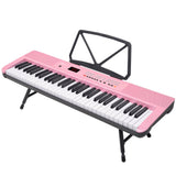Karrera 61-Key Electronic Piano Keyboard with LED and Folding Stand in Pink CHJ-SD1 - Front View