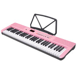 Karrera 61-Key Electronic Piano Keyboard with LED and Folding Stand in Pink CHJ-SD1 - 45-Degree Angle