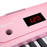 Karrera 61-Key Electronic Piano Keyboard with LED and Folding Stand in Pink CHJ-SD1 - Rear View