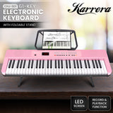 Karrera 61-Key Electronic Piano Keyboard with LED and Folding Stand in Pink CHJ-SD1 - Extra Image