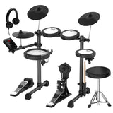 Karrera 18S Electronic Drum Kit Mesh Pads 8in Snare Bluetooth Sounds USB/MIDI Output Kick Pedals Drum Coach & Metronome - 45-Degree Angle