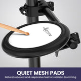 Karrera 18S Electronic Drum Kit Mesh Pads 8in Snare Bluetooth Sounds USB/MIDI Output Kick Pedals Drum Coach & Metronome - Rear View