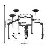 Karrera X23 Electronic Drum Kit with Sound Module, 3 Toms, Snare Quiet Mesh Drum Heads, Cymbals & Pedal - Side View