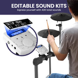Karrera X23 Electronic Drum Kit with Sound Module, 3 Toms, Snare Quiet Mesh Drum Heads, Cymbals & Pedal - Low Angle