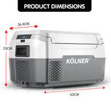 Kolner 20l Fridge Freezer Cooler 12/24/240v Camping Portable Kolner Esky Refrigerator - Grey - Low Angle