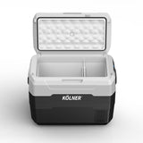 Kolner 40l Fridge Freezer Cooler 12/24/240v Camping Portable Esky Refrigerator With Trolley - Black - Low Angle