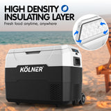 Kolner 40l Fridge Freezer Cooler 12/24/240v Camping Portable Esky Refrigerator With Trolley - Black - Extra Image