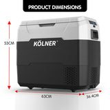 Kolner 50l Fridge Freezer Cooler 12/24/240v Camping Portable Refrigerator - Black - Extra Image
