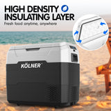 Kolner 50l Fridge Freezer Cooler 12/24/240v Camping Portable Refrigerator - Black - Extra Image